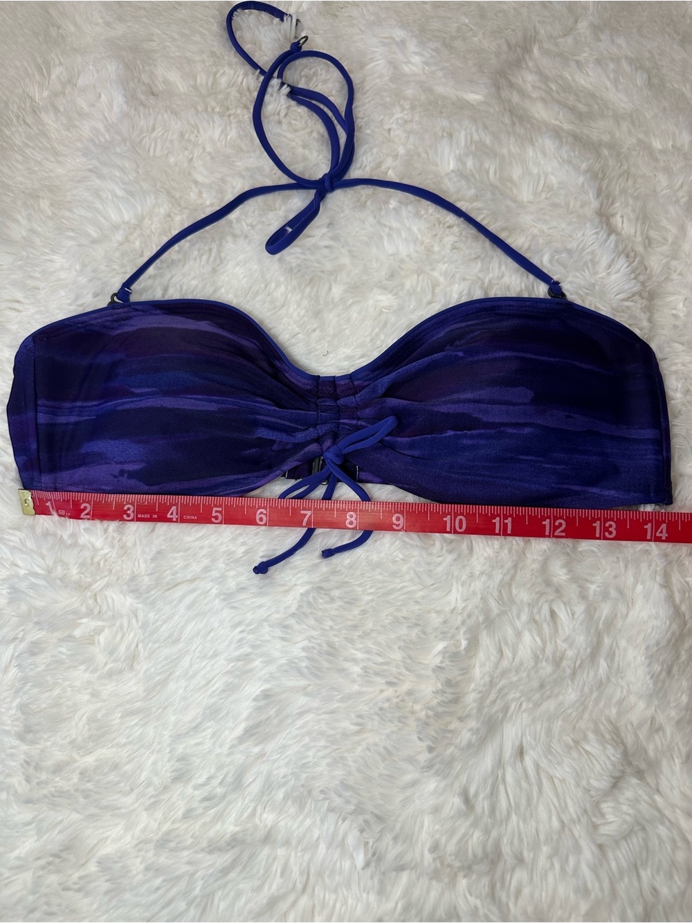 Exhilaration Purple Bandeau Bikini Set Tie Side Swimsuit Watercolor Print - Picture 9 of 16